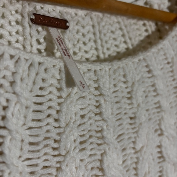 Free People cropped cotton cable knit sweater in ivory - Picture 12 of 14